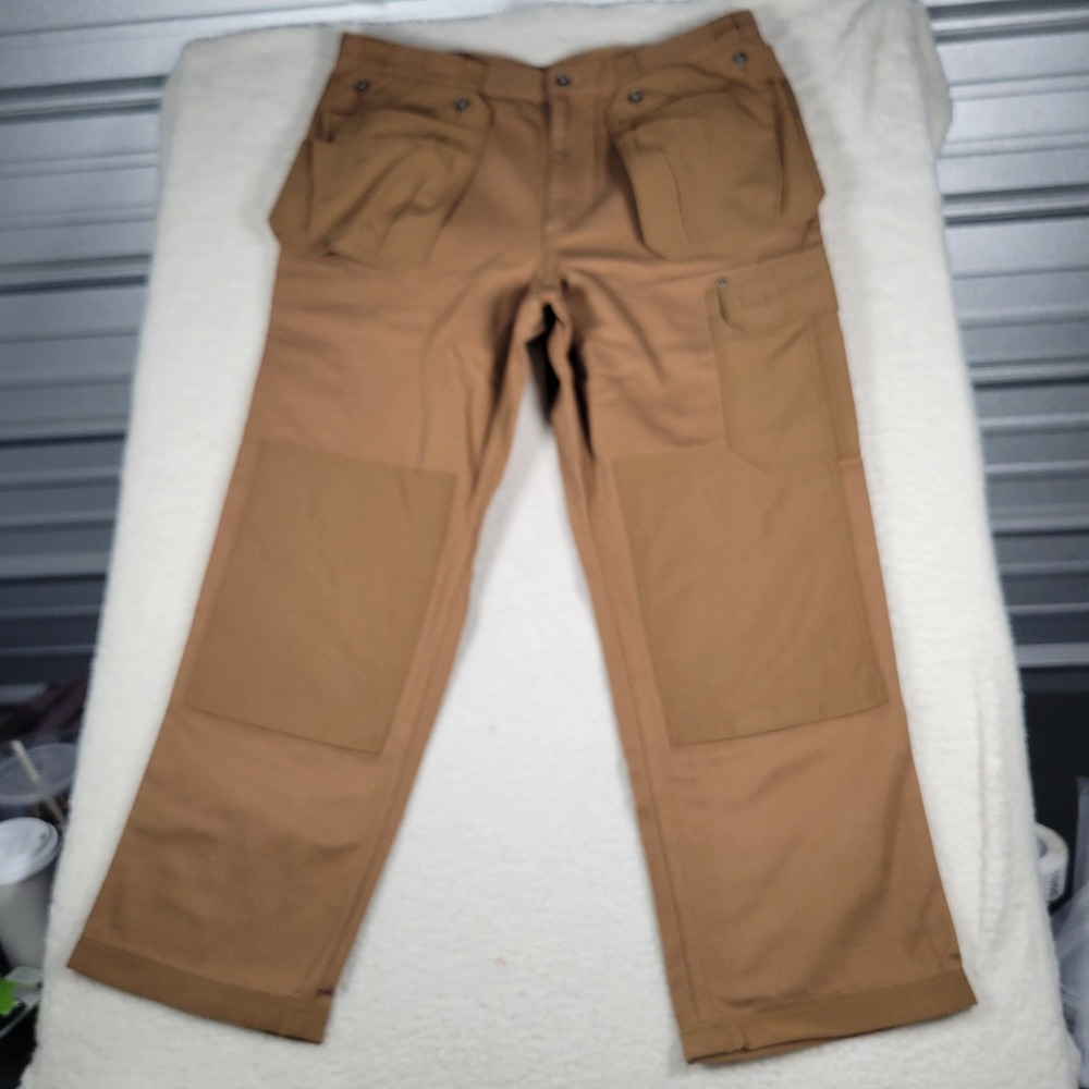 Duluth Trading Co Anchor Pants Mens 42x30 Brown Double Knee Canvas Cargo Utility